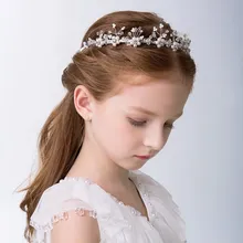 Аксессуары для девочек новое поступление детские головные уборы Серебряная Корона Свадебные невесты цветок головные уборы для девушек