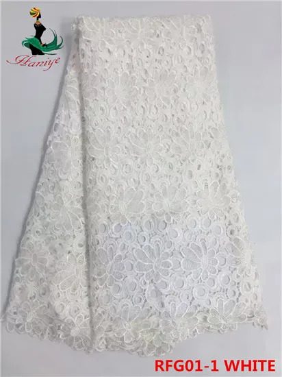 haniy RFG01-1 white embroidery designs african lace / High quality guipure chemical fabric hot sale | Дом и сад
