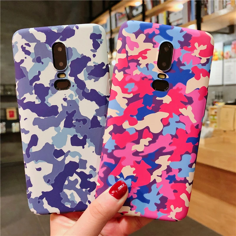 

For Oneplus 5 5T 6 6T Luxury Blue Color Camouflage Hard Untla Thin Luminous Case For Oneplus 6T One Plus 5 5T Fundas Cover Case