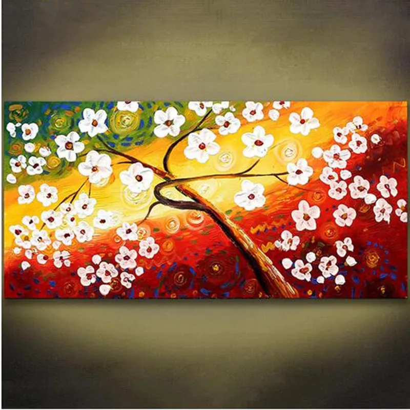 

Hand Painted Colorful Acrylic Knife Floral Paintings Abstract Flower Oil Painting Canvas Picture Living Room Home Decor Wall Art