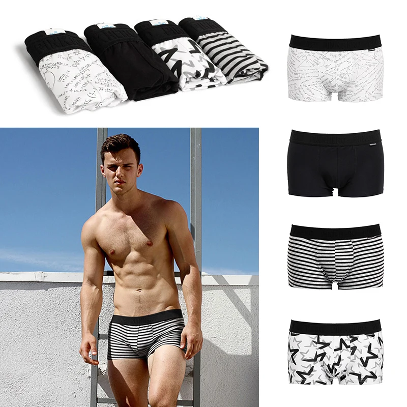 

New 2019 Sexy Boxer Mens Underwear Men Soft Cotton Underpants Male Pure Panties Shorts Boxers Solid Cuecas Homme Striped