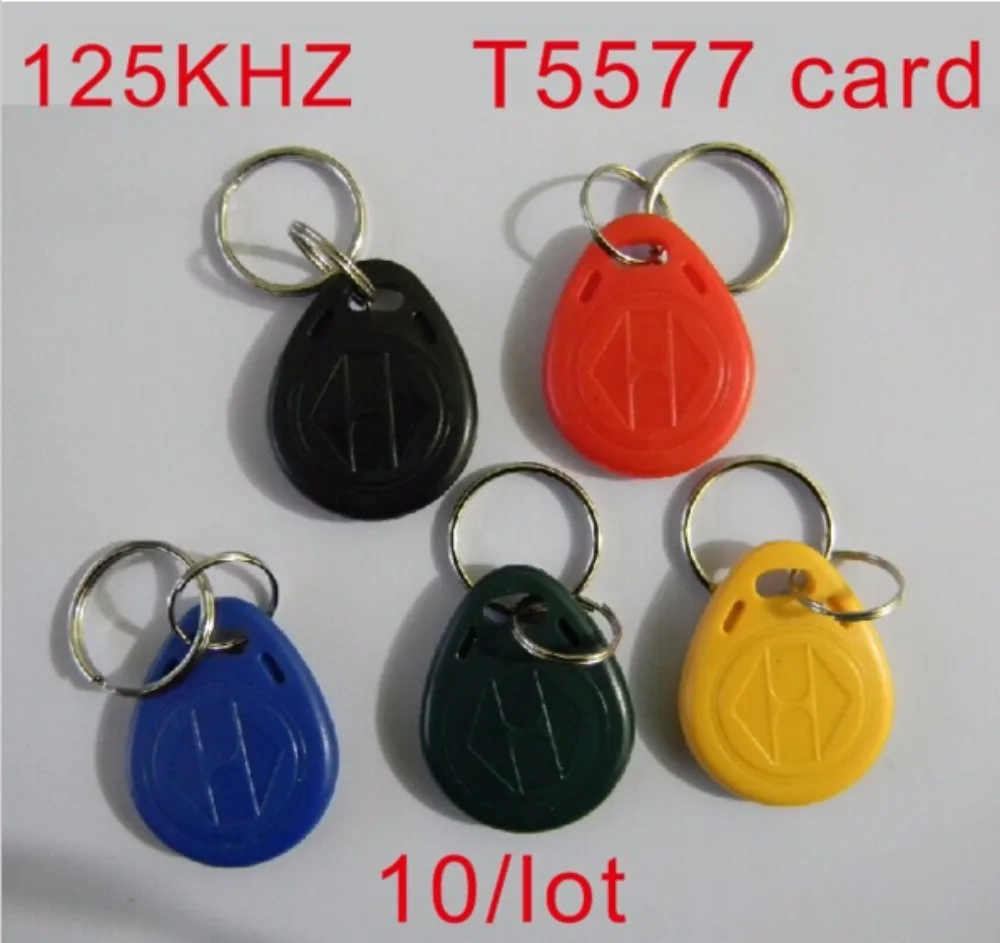 Free shipping(10 pcs) 125khz Writable Keyfobs RFID T5577 Proximity