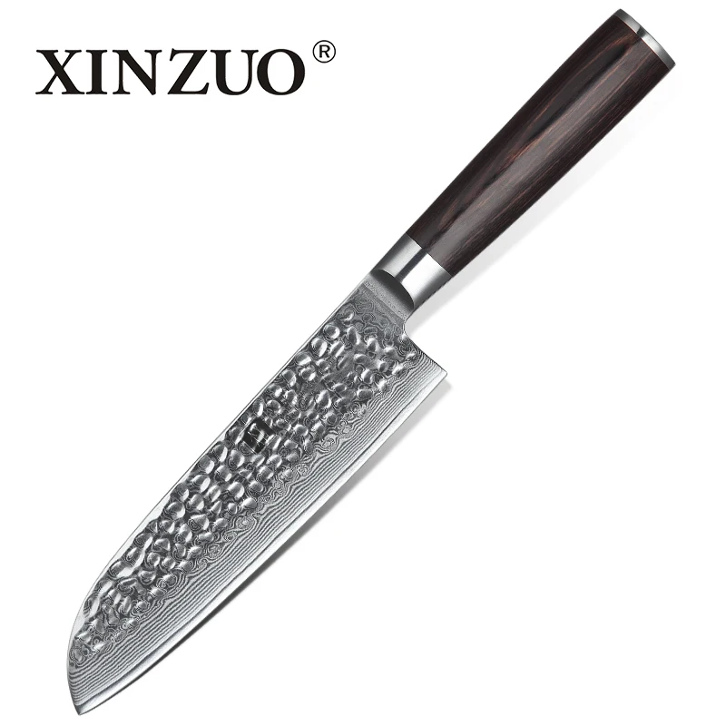 XINZUO 5 шт. набор кухонных ножей VG10 Дамасская Нержавеющая сталь острый шеф-повар Santoku Nakiri нож для нарезки овощей Pakkawood ручка - Цвет: Santoku Knife