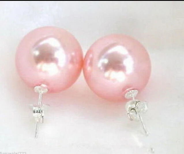 

FREE SHIPPING10mm Pink South SeaShell Pearl 925 Sterling Silver Stud Earrings