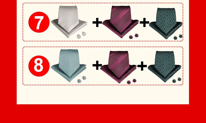 Горячая 3 шт DiBanGu мужские галстуки красное вино оранжевый зеленый шелковый галстук карманные Квадратные запонки набор для мужчин галстук деловой галстук