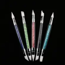 1pcs Rhinestones Dual-ended Silicone Nail Art Sculpture Pen 3D Carving DIY Glitter Powder Liquid Manicure Dotting Brush 1pcs Rhinestones Dual-ended Silicone Nail Art Sculpture Pen 3D Carving DIY Glitter Powder Liquid Manicure Dotting Brush