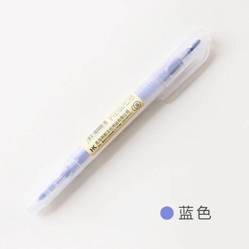 Dual Head Writing 2 in 1 Highlighter Pen Japanese Stationery Cute Office School Supplies - Цвет: E Blue