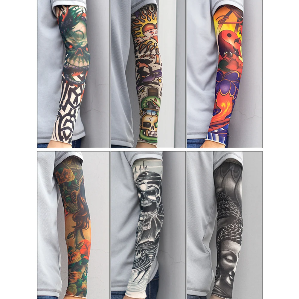 

1PCS Outdoor Riding 3D Tattoo Printing Sports Mountaineering Anti-UV Stretch Sunscreen Sleeves/ Men Women Warm Design Arm Sleeve