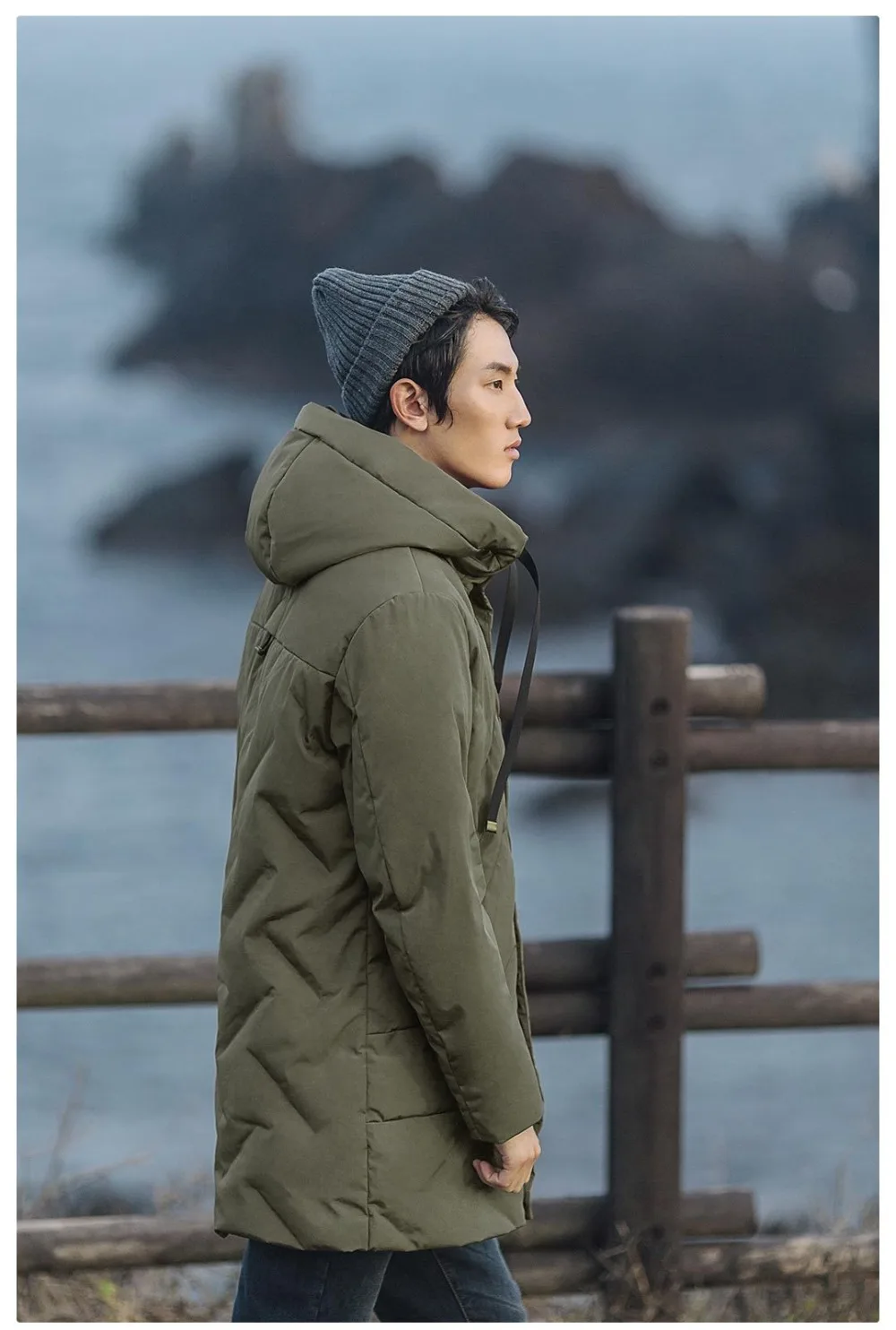 Xiaomi 90 point Seamless three-dimensional stuffed Men down jacket 90% White duck down Medium and long hooded design warm (14)