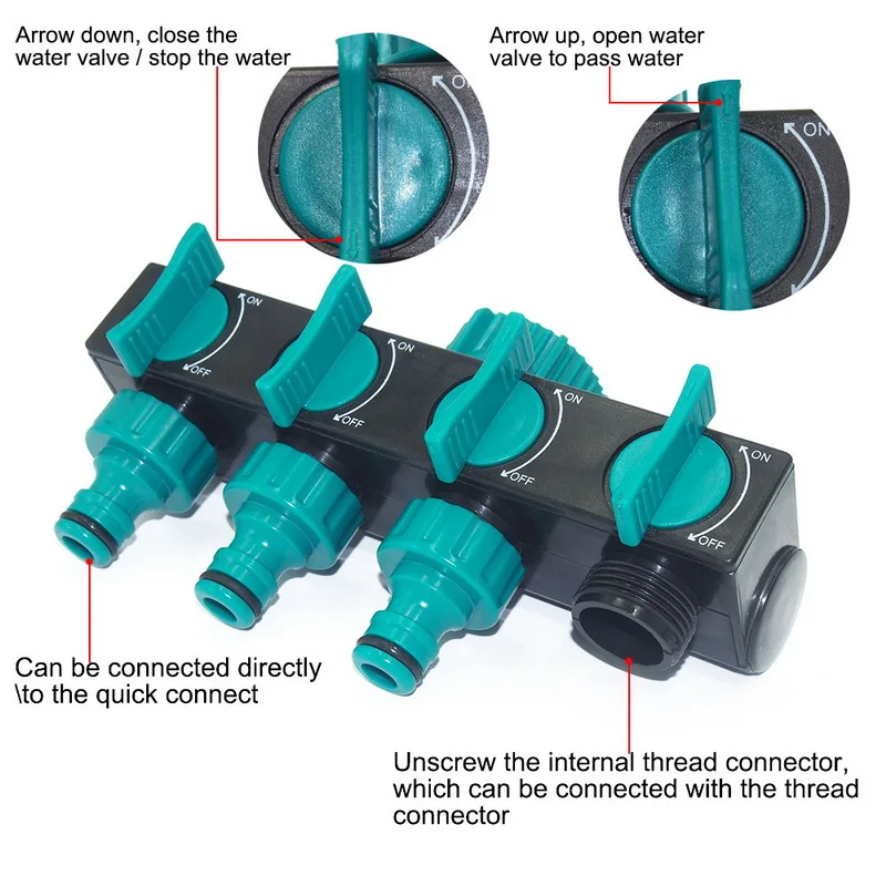 1 шт. сад воды коннектора 4-полосная воды разветвитель шланга 1/" 3/4" " разветвитель для садового шланга коннектор для садового шланга