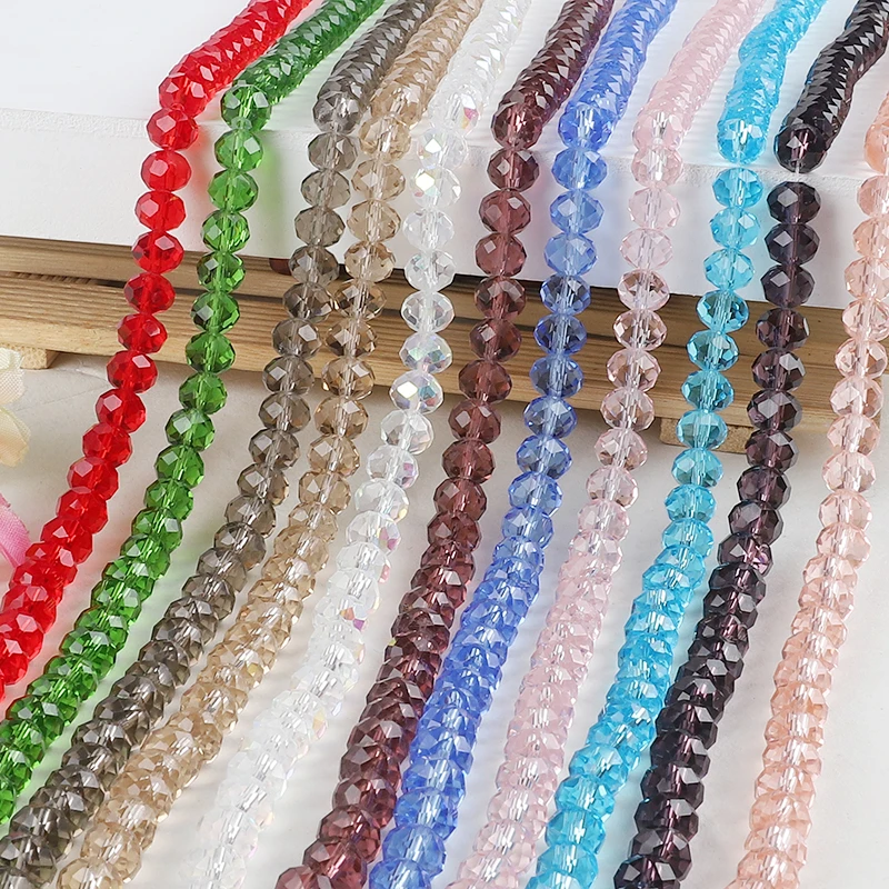 Crystal Glass Beads 6mm 500pcs Briollete Rondelle Faceted Spacer Bead Sparkle AB Loose Beading Charms DIY for Bracelet Earring Necklace Jewelry Making Craft Art Decoration Blue Mixed, 4x6mm