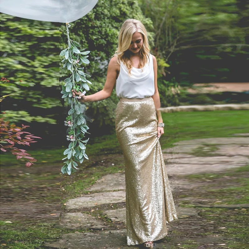 high waisted sequin maxi skirt