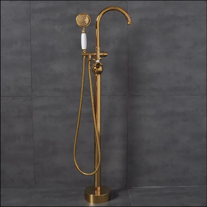 Modern Free standing Gold Bathtub Faucet Tub Filler Fashion Floor Mount