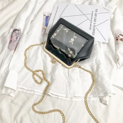 YBYT Новая модная прозрачная сумка для женщин маленькая композитная сумка Горячая Распродажа цепь сумка через плечо сумочка женская сумка-мессенджер - Цвет: Черный