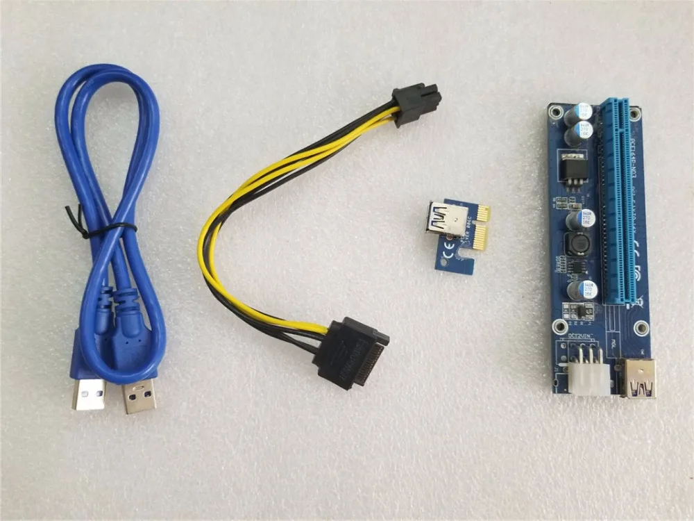 

PCI-E Riser PCI E Express 1X to 16X Riser Card USB 3.0 PCI-E SATA to 6Pin Power Cable for BTC Bitcoin Mining Antminer Miner