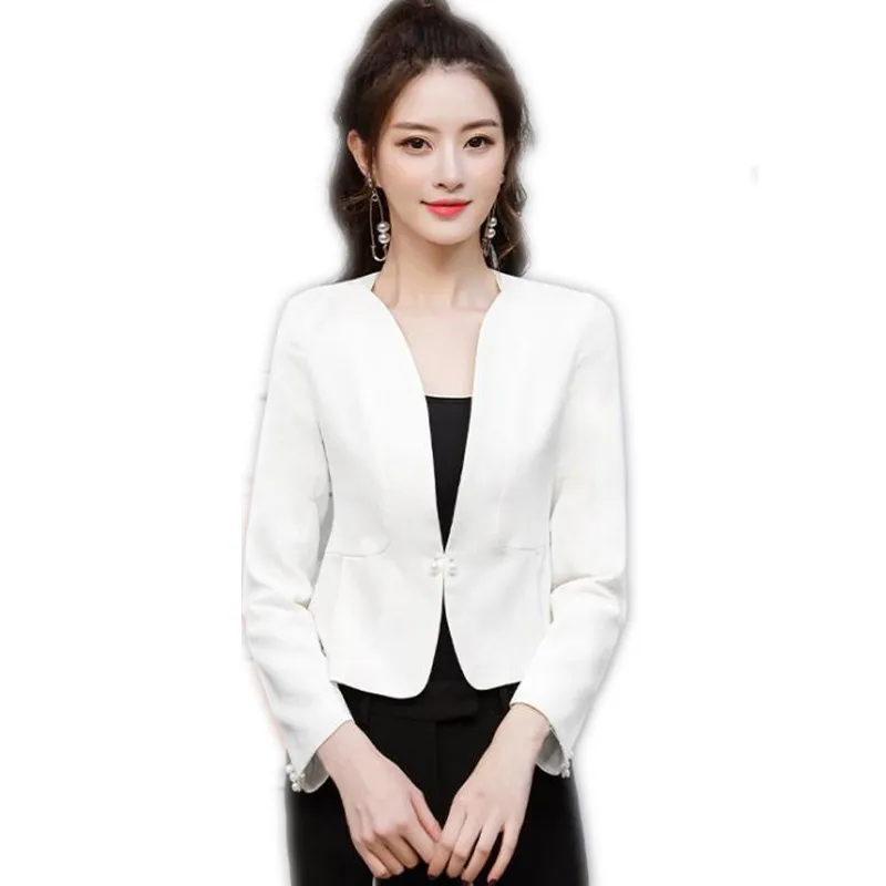 2018New Spring Autumn Office Lady Jacket Wear to Work Female Short Thin Coat Long Sleeve Slim