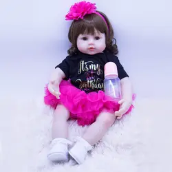 Реалистичные 60 см bebes reborn girl хлопок + силикоен reborn кукла игрушка и красивое платье принцессы для детей Одежда модле