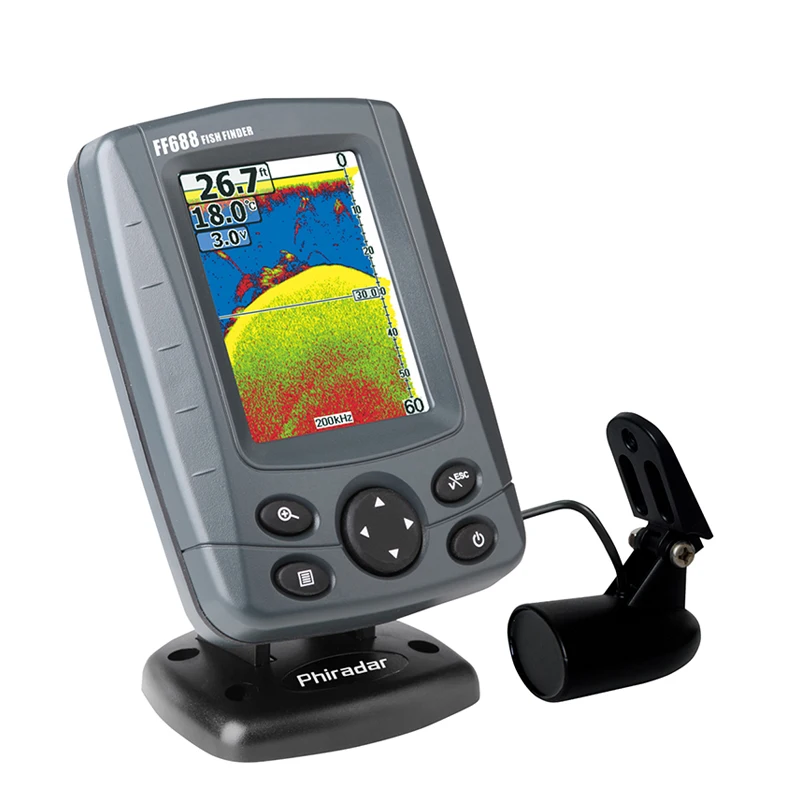 

Portable 3.5in LCD Sonar Fish Locator from 0.6 M to 80 M 200 KHz / 83 KHz Dice Feix Fish Detector Depth Finder FF688C