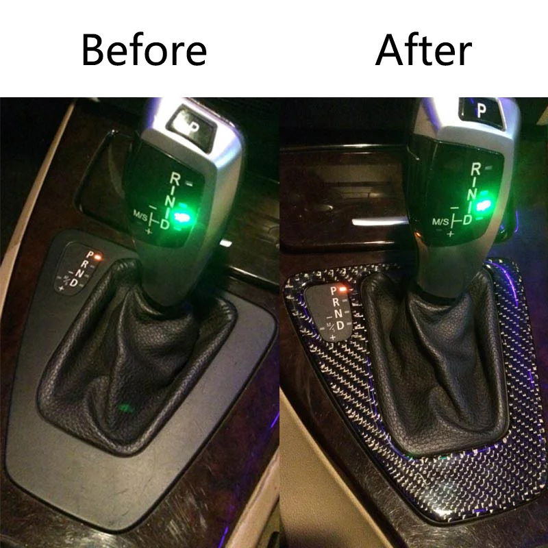 T-CARBON Fiber Style Gear Box Panel Cover Decorative sticker For BMW E90