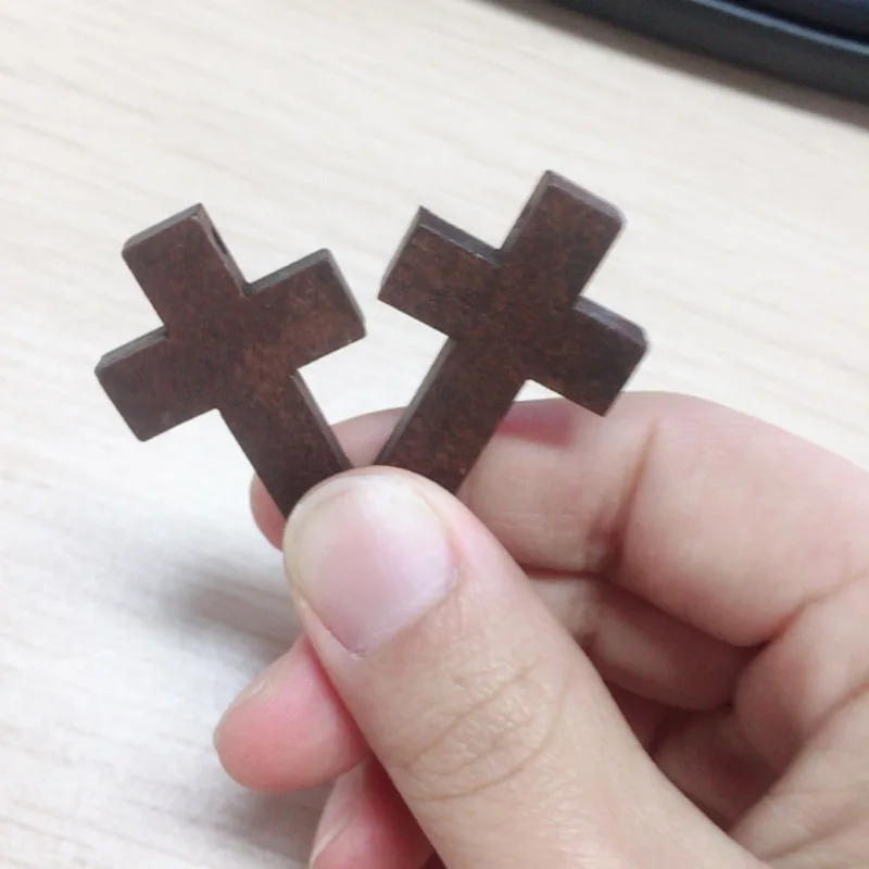 10 шт. винтажные религиозные коричневые кресты ручной работы деревянное ожерелье инструменты Шарм кулон аксессуары