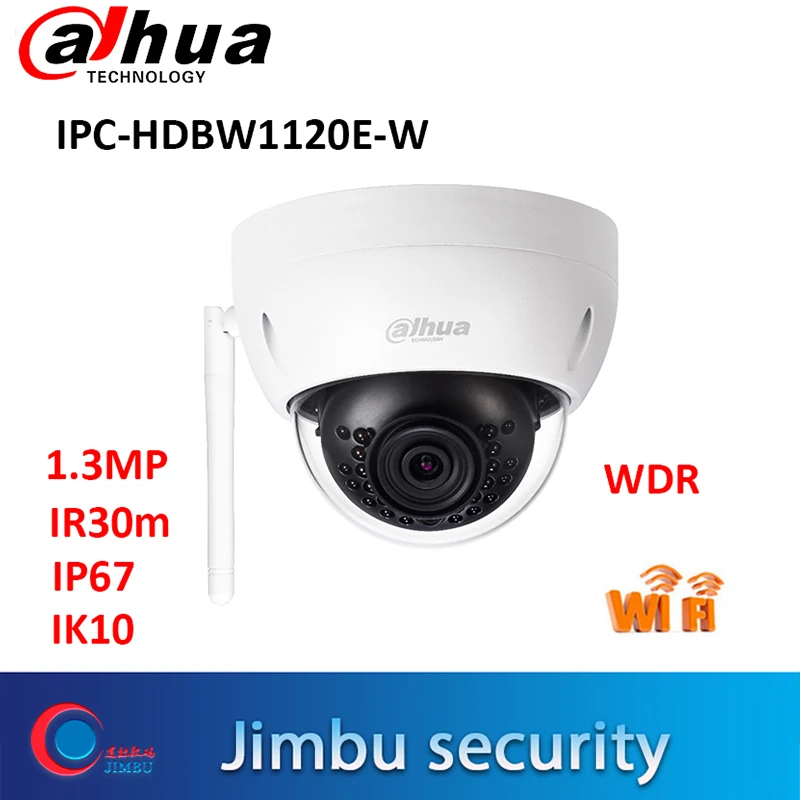 2016 Dahua IP wifi 1.3mp камера IPC HDBW1120E W P2P Vandalproof IK10 IR 30m Мини купольная IP67 CCTV