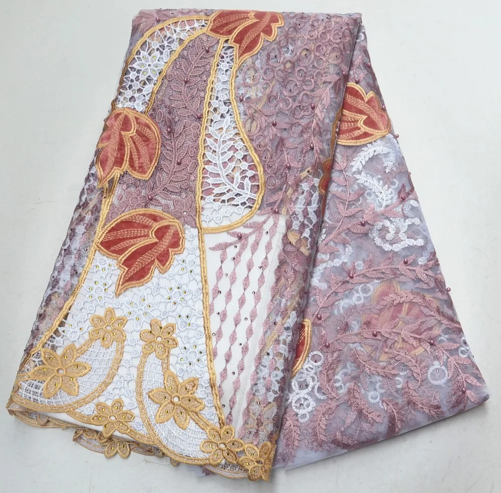 

Latest Lilac African Lace Fabric High Quality Tulle Lace Embroidery French Wedding Lace Fabric For African Lace