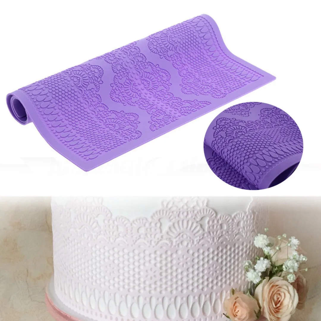 JX-LCLYL Large Flower Lace Fondant Mold Sugarcraft Icing Mat Wedding Pastry Cake Decor