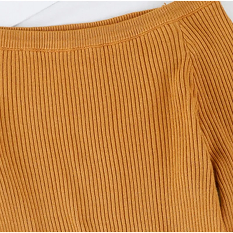 Slash Neck Sweater Women Elastic Sexy Slim Fit Pullover 2018 Autumn Winter New Female Knitted Bottoming Solid Long Sleeve Tops