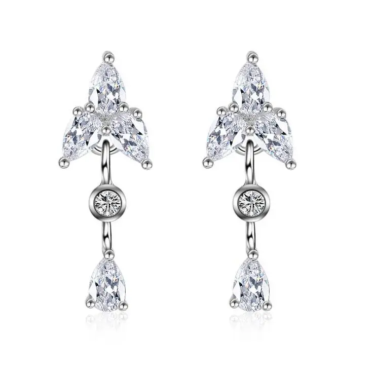 

2017 new arrival hot sell fashion water drop crystal 925 sterling silver ladies`stud earrings jewelry gift wholesale promotion