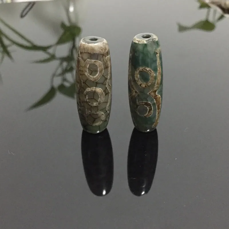 

1pc 40mm Natural Tibetan Dzi Agates Stone Beads Retro Vintage Jewelry Antique Green Gray Five Eyed Agates Stone Beads for Male