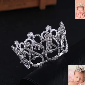

2017 Top Fashion Hot Sale Classic Zinc Alloy Tiaras Baby Tiara Rhinestone Mini Crown Round Newborn Photo Op Wedding