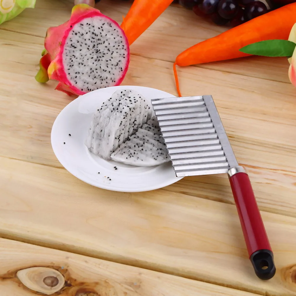 

Fruit Potato Knife Potato Chip Dough Vegetable Crinkle Wavy Cutter Slicer Stainless Steel Potato French Fry Cutter Kitchen tool