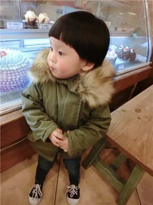 New Boys And Girls Winter Jacket Thickness Army green Parka Coat Doudoune Enfant Boys Jacket 6WBT008