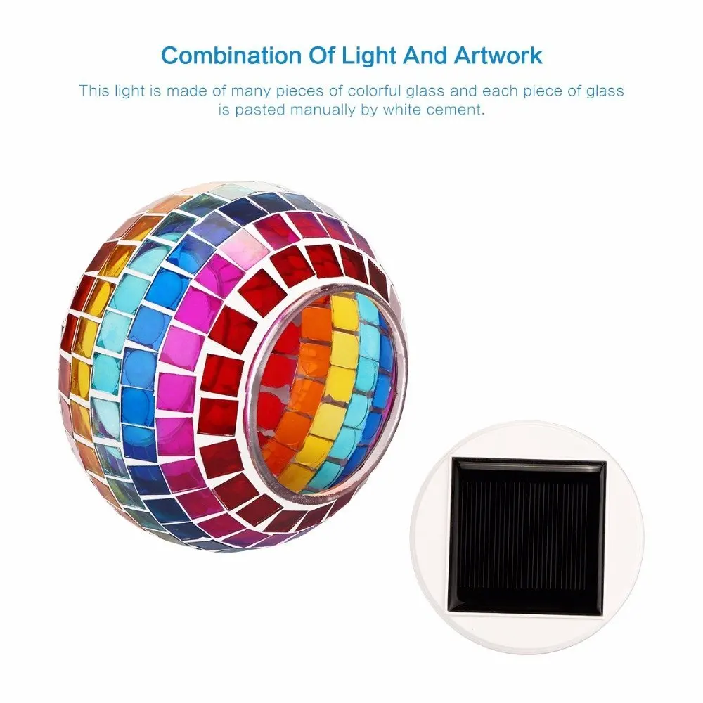 Solar Powered Mosaic Glass Ball Light 4