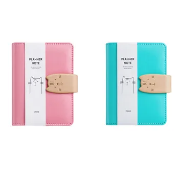

A7 Spiral Cute Cat Daily Planner Notebook PU Leather Cover Notebooks School Travel Journals Day Agenda Diary Stationery Gifts