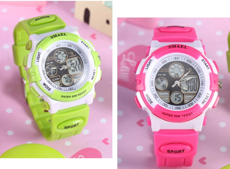 SMAEL модные милые детские часы с рисунком из мультфиломов для девочки спортивный светодиодный цифровой Reloj детский подарок 50 м водостойкий