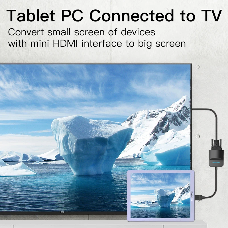 Мини адаптер HDMI Vention в VGA кабель преобразователь с позолоченным штекером 1080P для