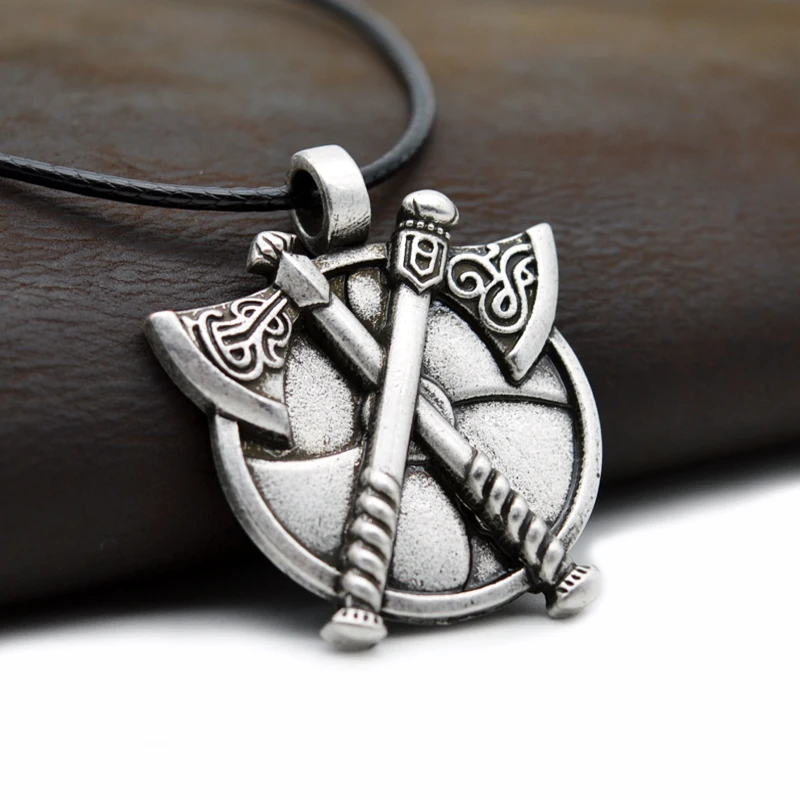 10pcs Medieval Viking Warrior Jewelry Norse Viking Axes Pendant Necklace For Men's Punk Necklace