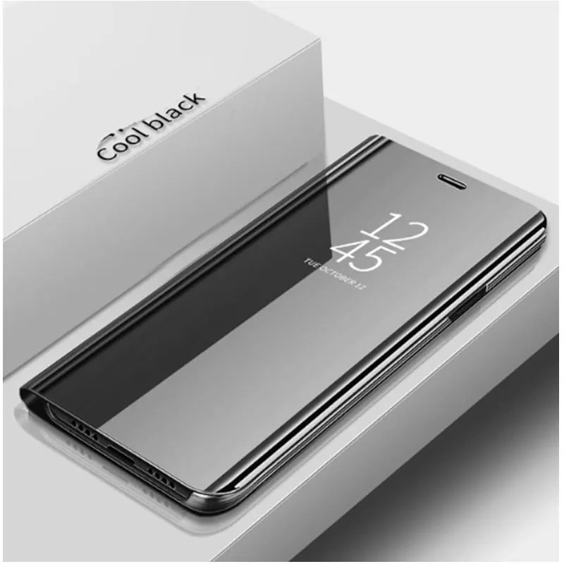 Чехол для samsung A40 чехол роскошный флип подставка для зеркала заднего вида чехол для телефона для samsung Galaxy A40 чехол A405 A405F 40 чехол Funda - Цвет: Black