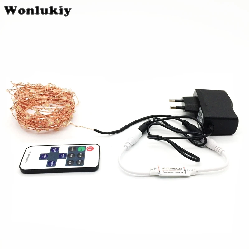 

5M 10M LED Silver Copper Wire String Lights 50/100Leds Outdoor Christmas Fairy Lights DC 12V Starry Lights Wedding Party Decor