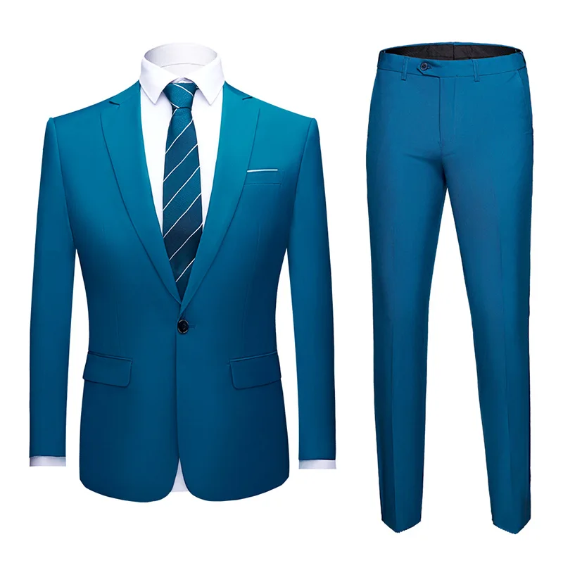 Блейзеры+ брюки, 2 шт., приталенные мужские костюмы с отворотом, Бизнес Стиль, свадьба, смокинг для жениха, досуг,, последние модели пальто, брюки, S-6XL - Цвет: 910