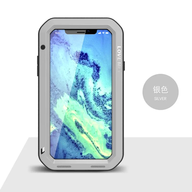 Sliver Сверхмощный защитный чехол для iPhone 7 8 Plus X XR XS Mas, Металлический Алюминиевый противоударный защитный чехол для телефона+ стеклянная пленка для экрана - Цвет: Sliver