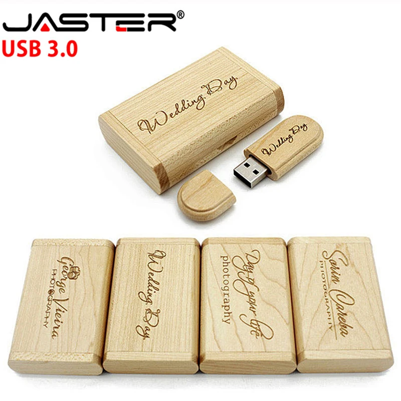 JASTER USB 3,0 креативный Деревянный usb+ коробка Флешка 4Гб 16Гб 32Гб 64Гб usb флеш-накопитель объемная карта памяти свадебный подарок