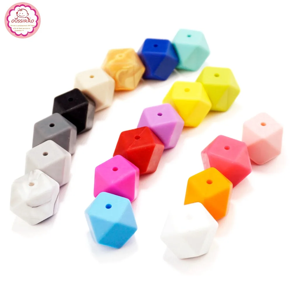 

Sutoyuen Silicone Beads Pacifier Clip 50pc 17mm Kid Chew Beads for Necklaces Sensory Color Octagonal Loose Teething Beads Bulk