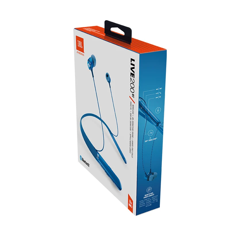Original JBL Live 200 BT Wireless Bluetooth Handsfree Sports HiFi Earphones In Ear Neckband Earphones with Remote with Mic