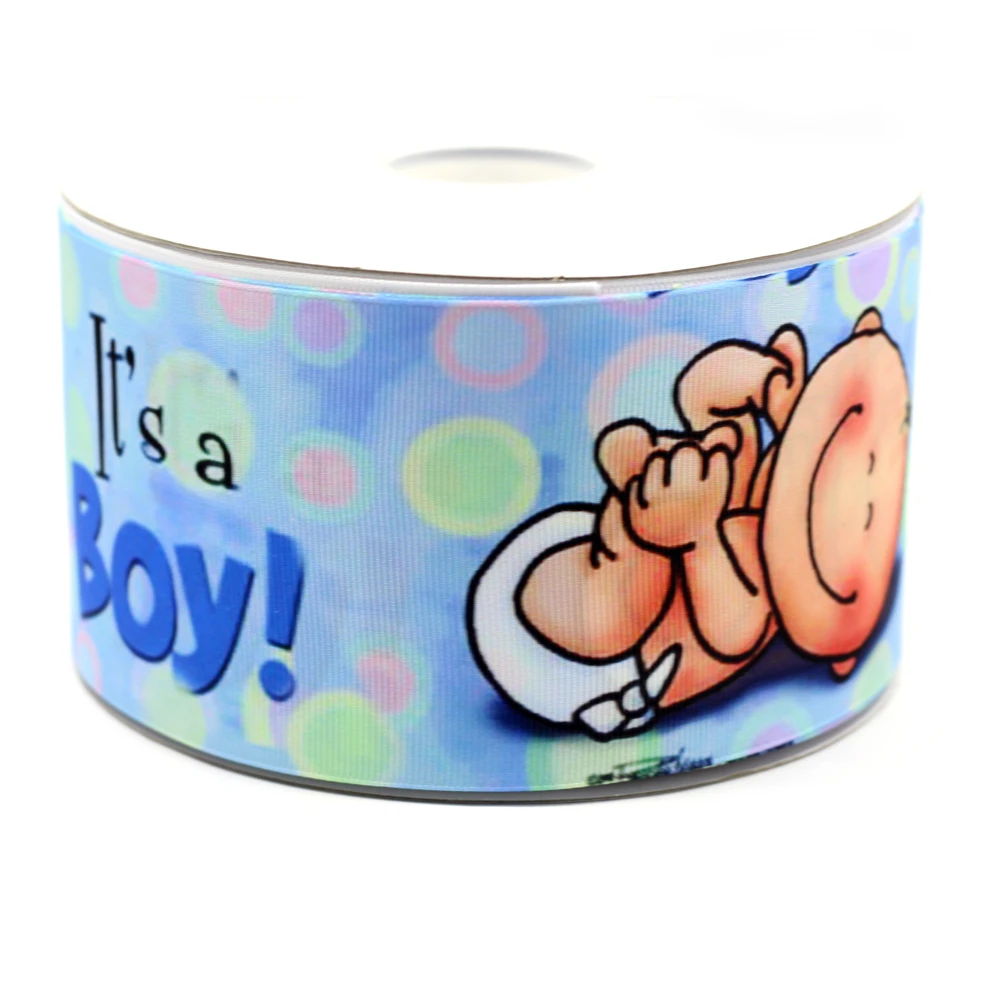 Baby Ribbon 3" 75mm It's a Boy Printed Grosgrain Ribbon DIY Handmade