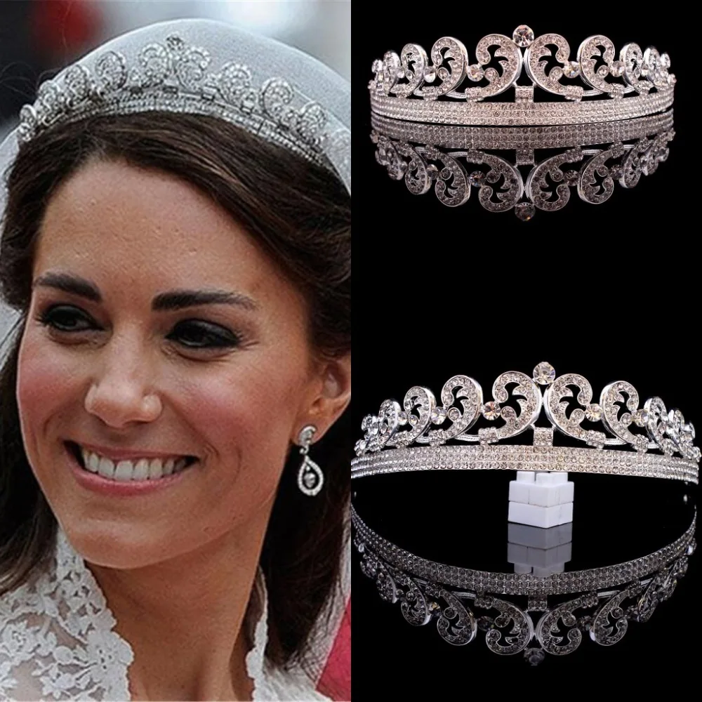 Барокко принцесса Diana William Kate Свадебная Корона тиары бутик Стразы диадема вуаль