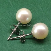 AAA 9 мм с круглым белым циферблатом и серьга из настоящего жемчуга S925 серьги-гвоздики