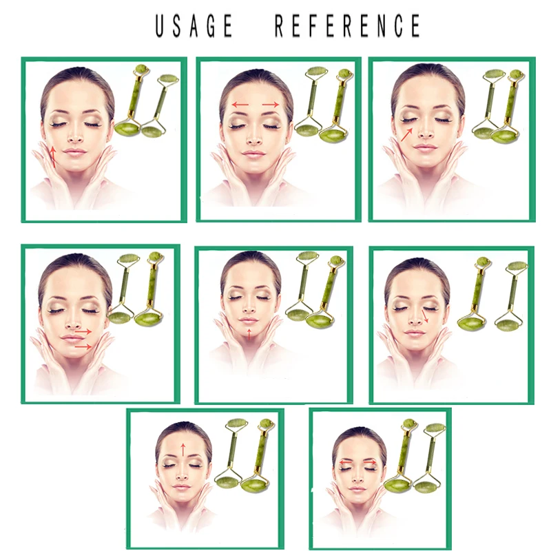 Двусторонний нефритовый роликовый массажер для лица, для похудения, для глаз, шеи, для похудения, инструменты для ухода за лицом, роликовый камень, массаж, Guasha, красота тела
