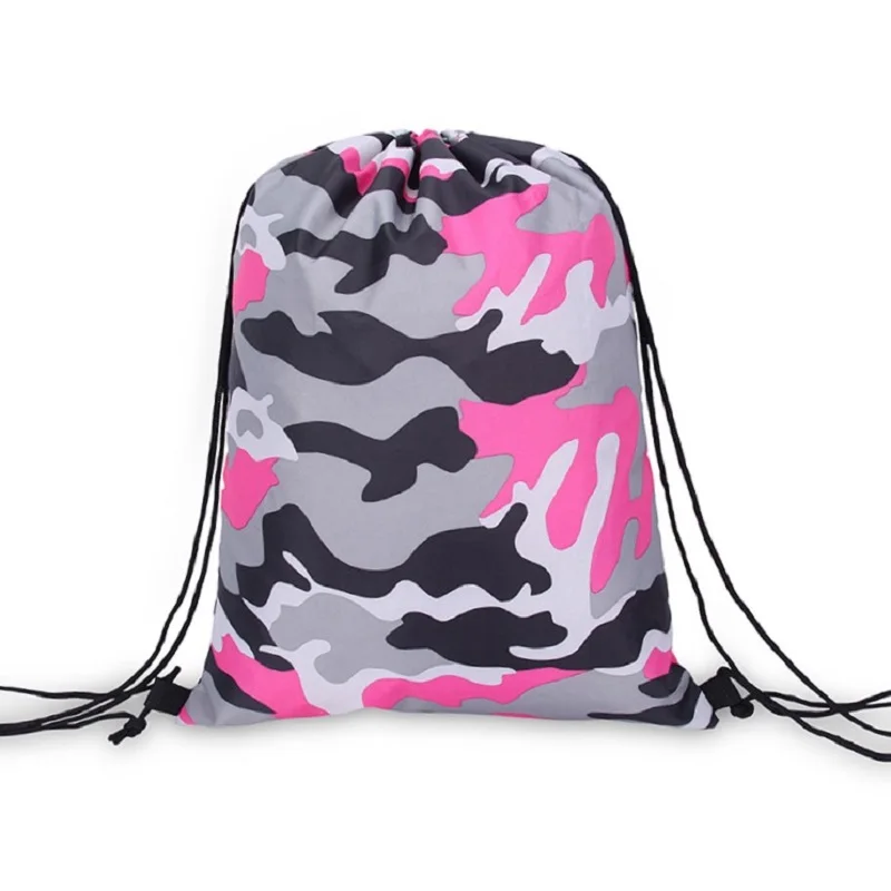 

Portable string bag cheap drawstring backpack fashion camouflage back bag for travel drawstring bag for books shoes